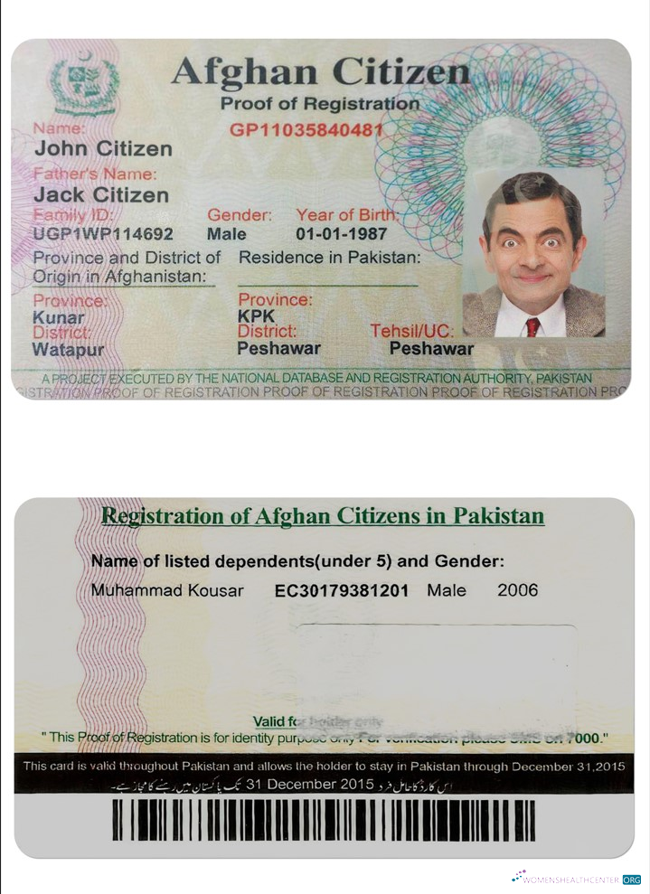 Download AFGHANISTAN Citizen proof of registration card PSD Photoshop template